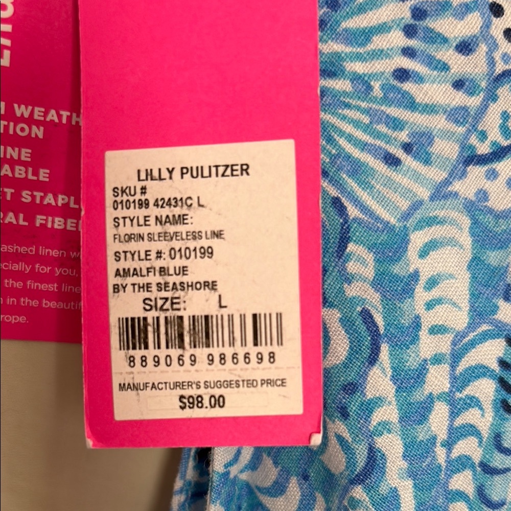 NWT Lilly Pulitzer Amafi Blue by the Seashore Sleeveless Top - Picture 4 of 6